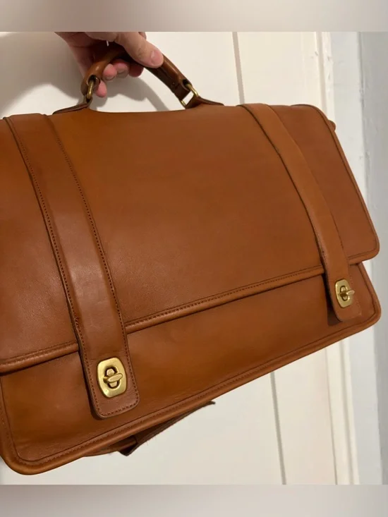 Vintage Coach Men's Essex Briefcase (#5274) Tan Leather Messenger & Laptop Bag - Picture 3 of 13